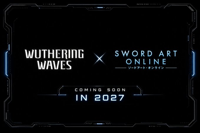 Fan-made graphic reading 'Wuthering Waves x Sword Art Online - Coming Soon in 2027', styled after the leak circulating online